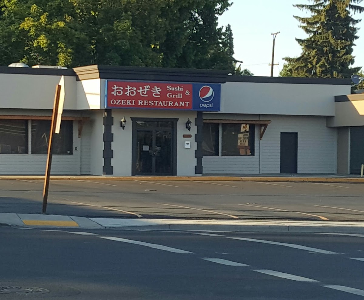 The red Ozeki Restaurant sign with Japanese characters on Summitview Ave in Yakima